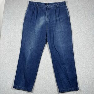 Vintage Dockers Jeans Mens 40x32 (Fit 38x32) Blue Double Pleated Denim Relaxed